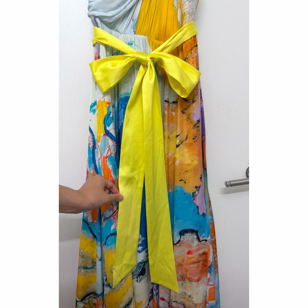 Alice + Olivia x Kidsuper Milan Asymmetric Maxi Dress Gown Colms Painting 8 - Picture 5 of 16